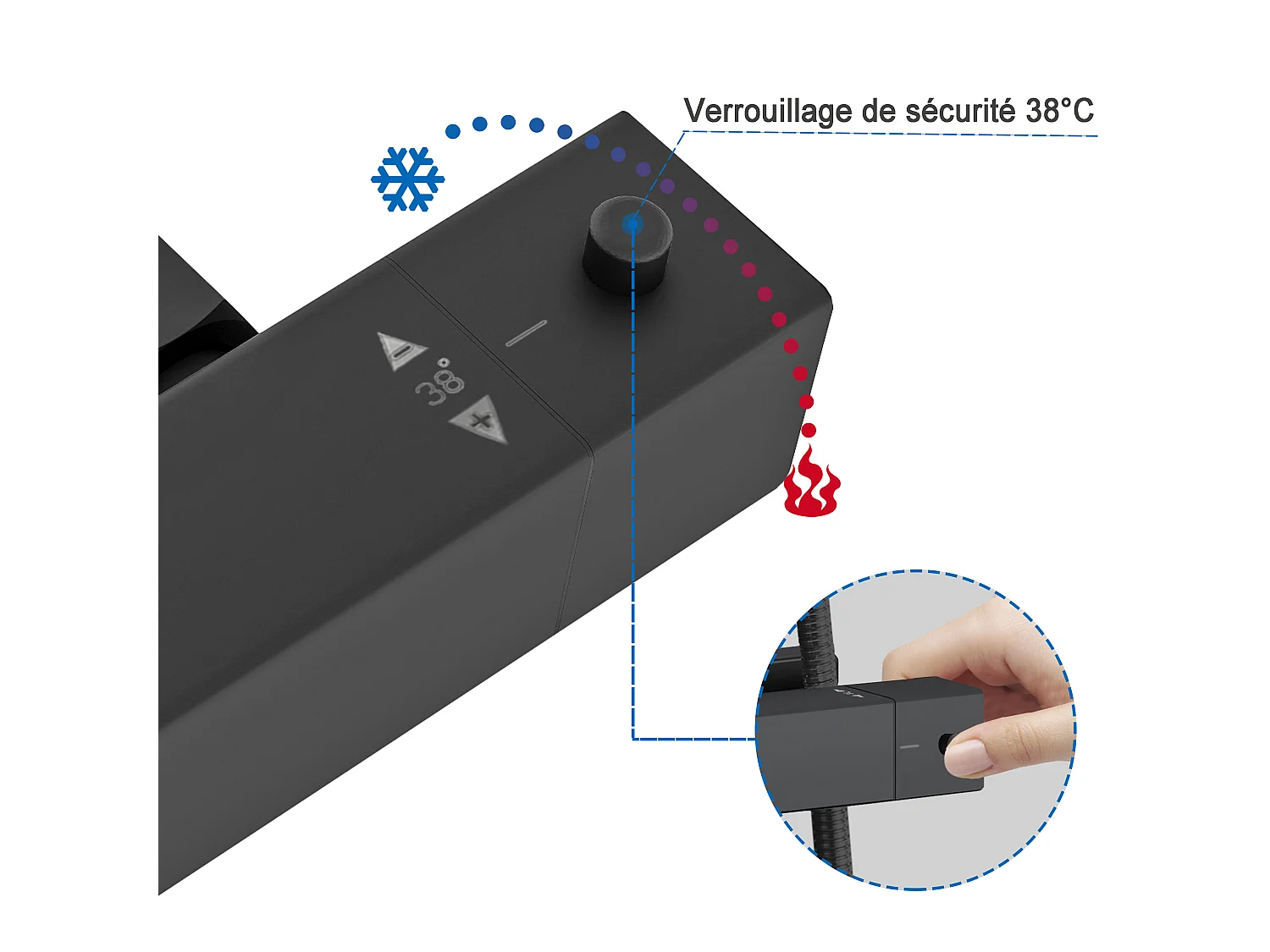 AICA Colonne de Douche Thermostatique- Kit de Douche avec Mitigeur Réglable en Hauteur- Noir