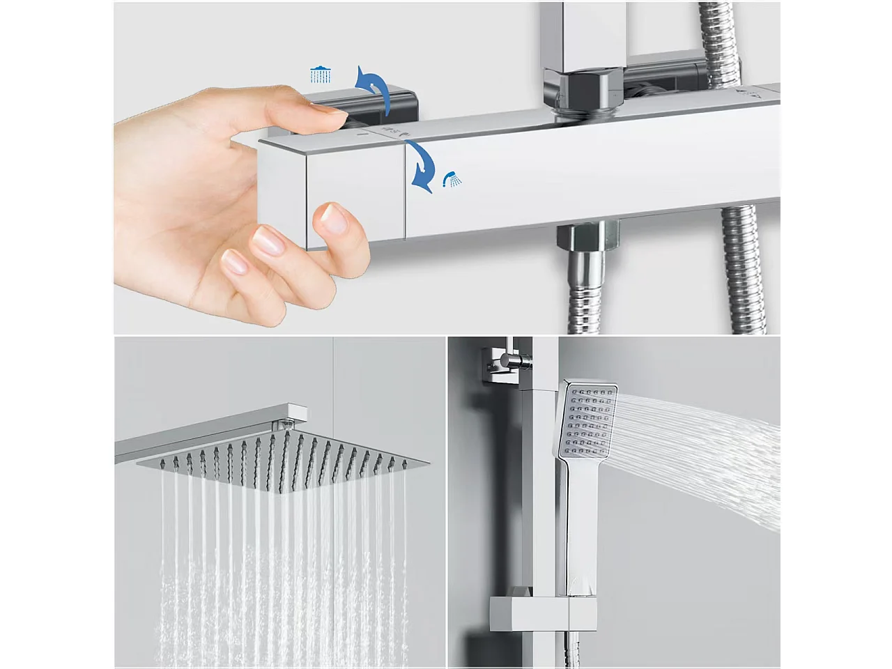 AICA Colonne de douche thermostatique, avec mitigeur thermostatique