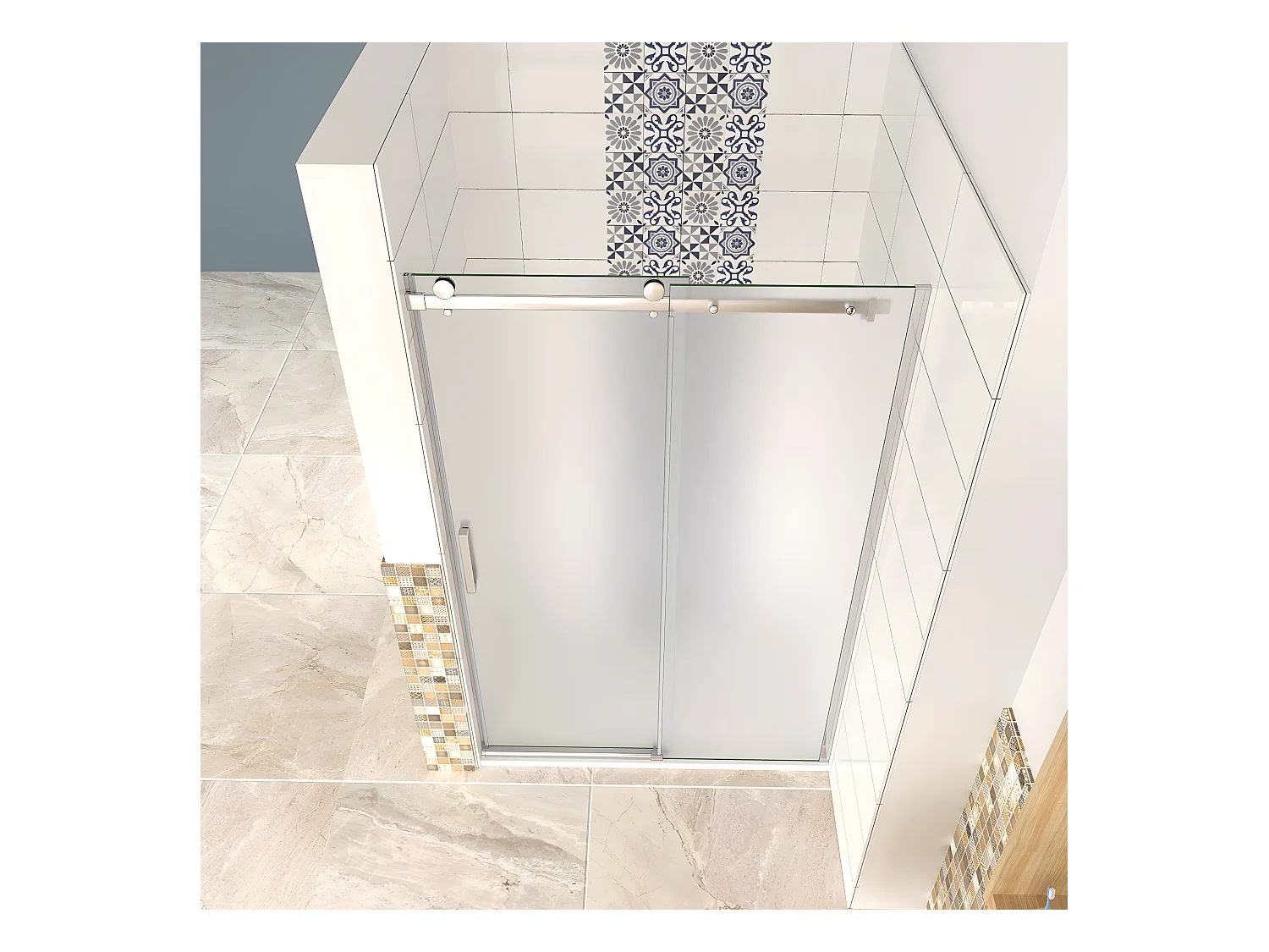 Box Doccia Per Nicchia Porta Scorrevole Ingresso Sinistro Vetro 8 mm Temperato Satinato Opaco Anticalcare 120x195 cm