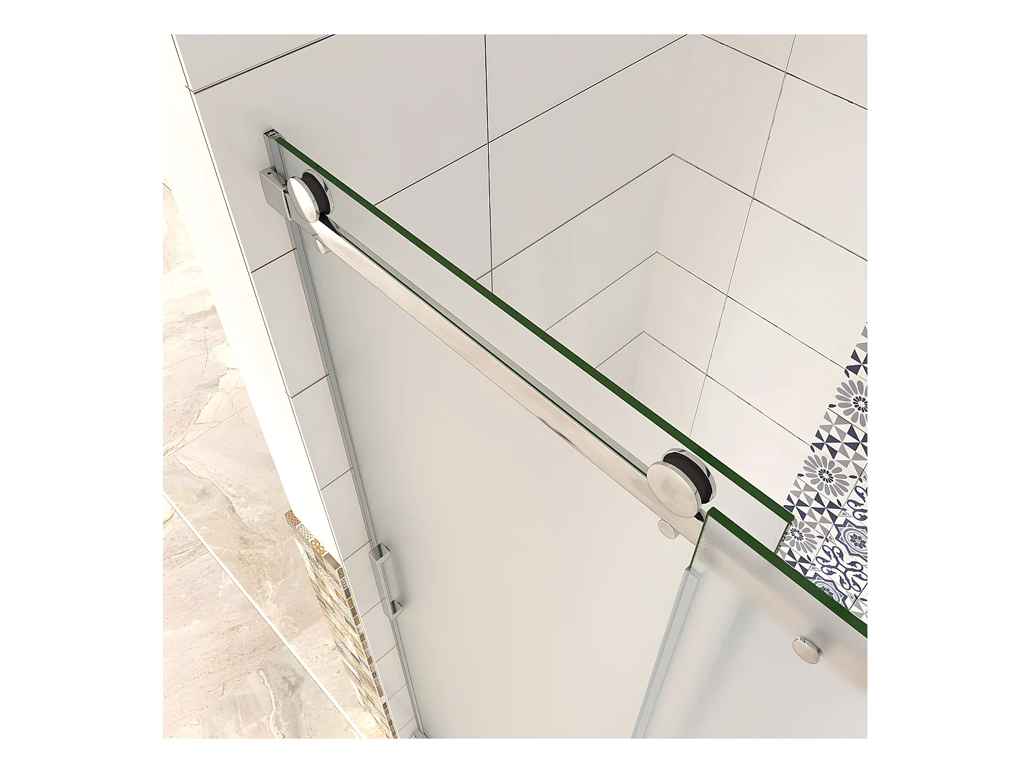 Box Doccia Per Nicchia Porta Scorrevole Ingresso Sinistro Vetro 8 mm Temperato Satinato Opaco Anticalcare 120x195 cm