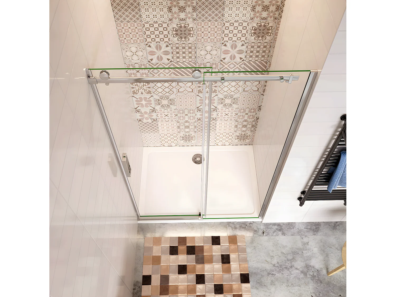 Aica Italy 110x195 Cm Porta Doccia Scorrevole Per Nicchia In Vetro 8 Mm Temperato Trasparente Anticalcare Telai Cromati Lucidi