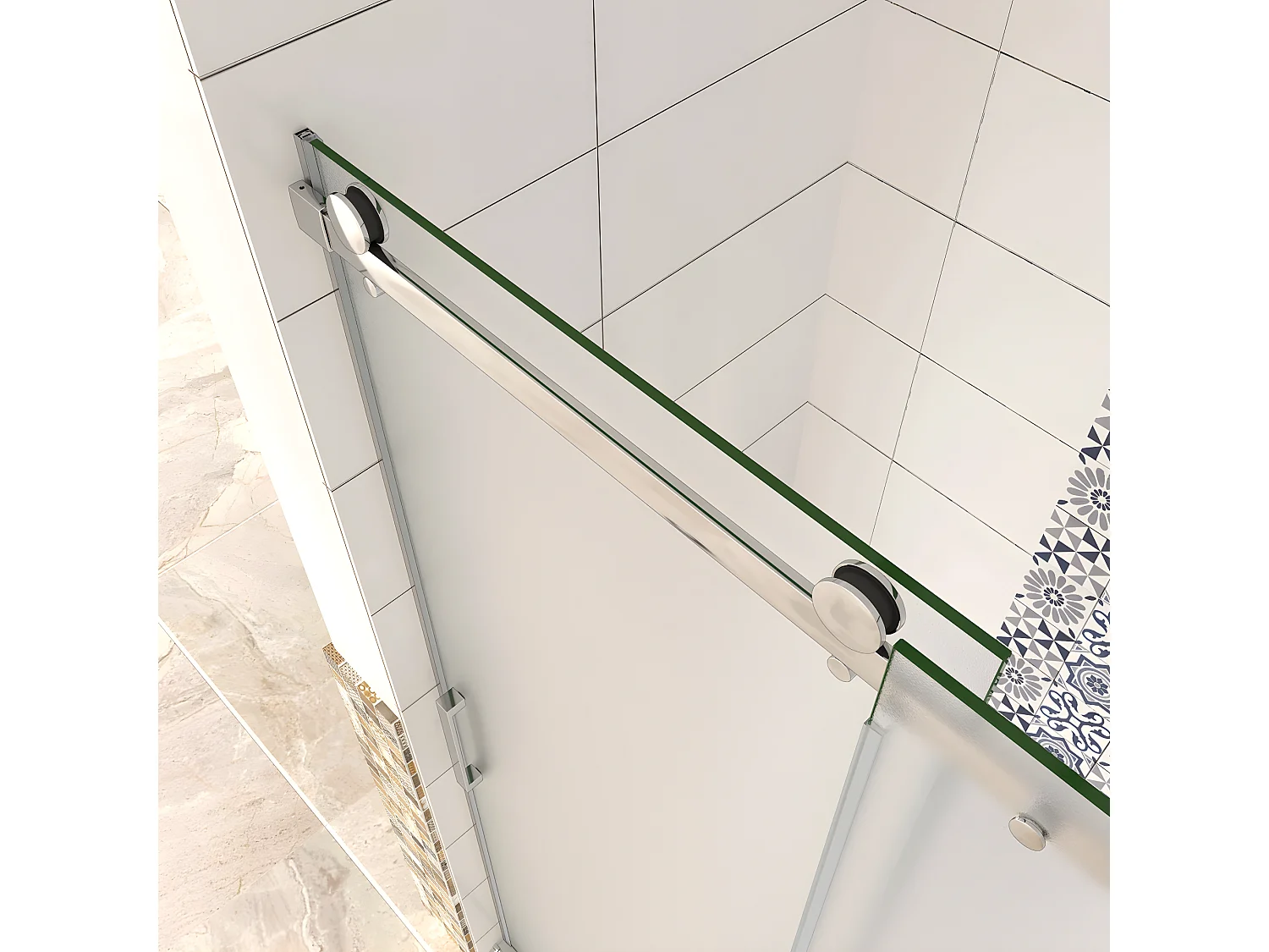 Box Doccia Per Nicchia Porta Scorrevole Ingresso Sinistro Vetro 8 mm Temperato Satinato Opaco Anticalcare 140x195 cm