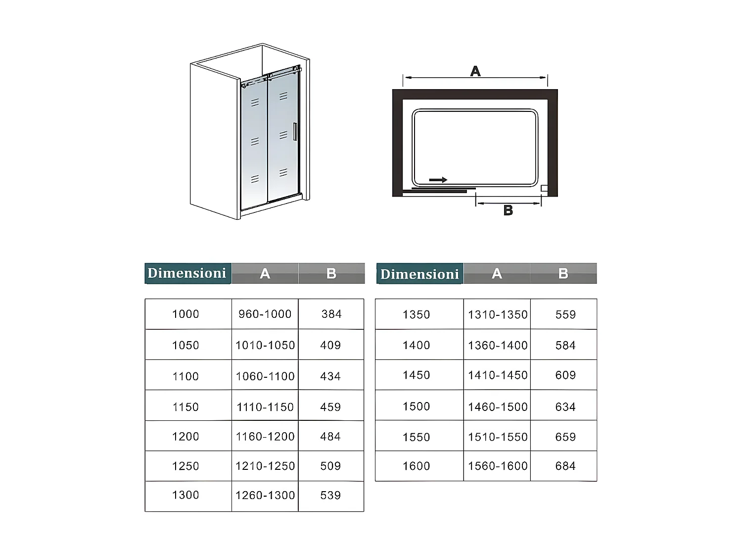 Box Doccia Per Nicchia Porta Scorrevole Ingresso Sinistro Vetro 8 mm Temperato Satinato Opaco Anticalcare 140x195 cm