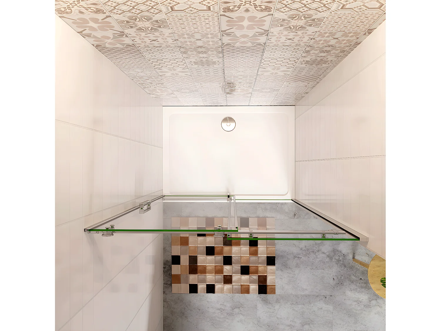 Aica Italy 135x195 Cm Porta Doccia Scorrevole Per Nicchia In Vetro 8 Mm Temperato Trasparente Anticalcare Telai Cromati Lucidi