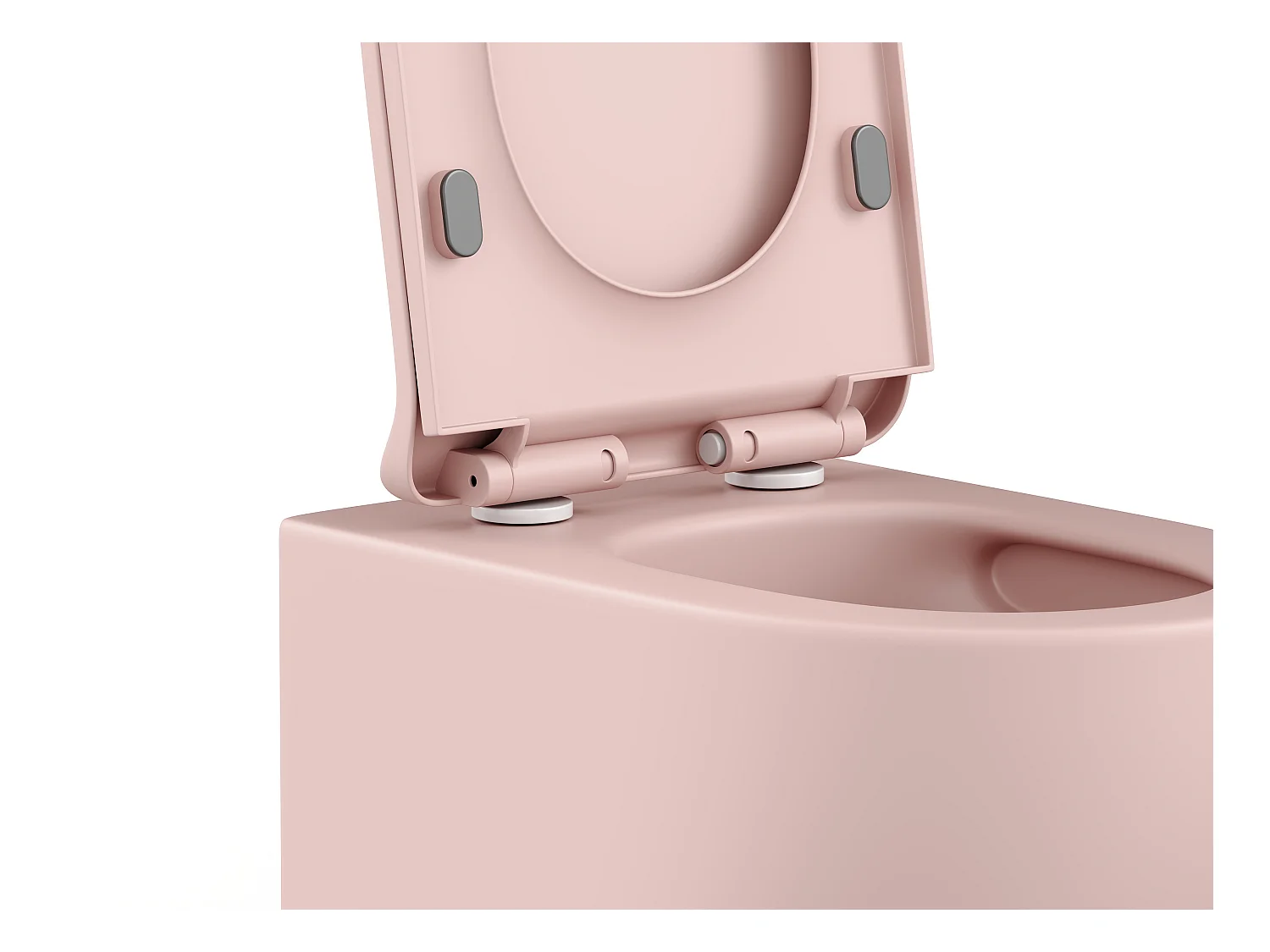 Inodoro flotante mate rosa con estructura de soporte y placa de activación - JAVOINE