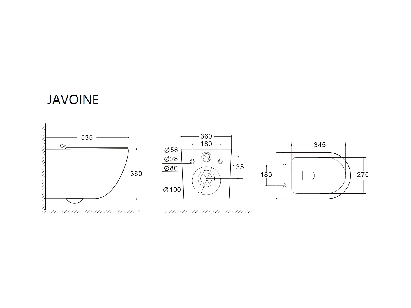 Inodoro flotante mate rosa con estructura de soporte y placa de activación - JAVOINE