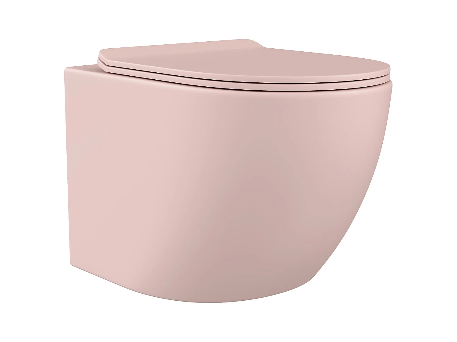 Inodoro flotante mate rosa con estructura de soporte y placa de activación - JAVOINE