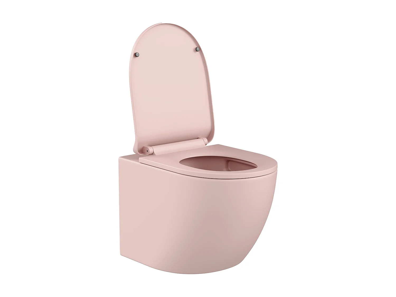 Set voor hang-wc van mat roze keramiek met voorwandsysteem en bedieningsplaat - JAVOINE