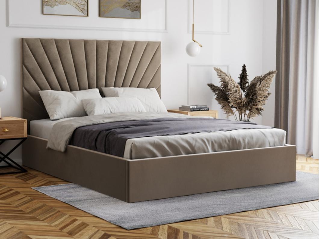 Bed met opbergruimte 180 x 200 cm - Velours - Taupegrijs + matras - RILIODA van Pascal Morabito