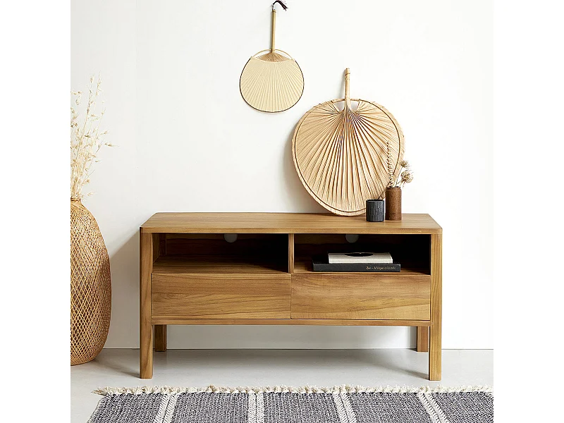 Mueble TV de madera de teca maciza 100 cm