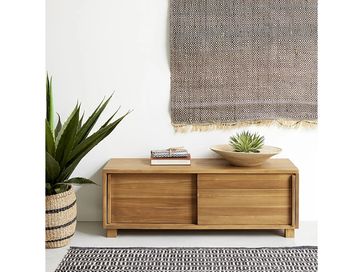 Meuble TV en teck massif 100 cm