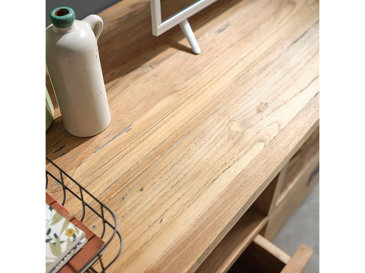 Mueble TV de madera de teca reciclada maciza 160 cm