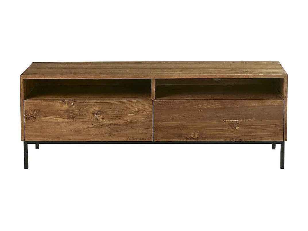 Mueble TV de madera de teca maciza y metal de 140 cm