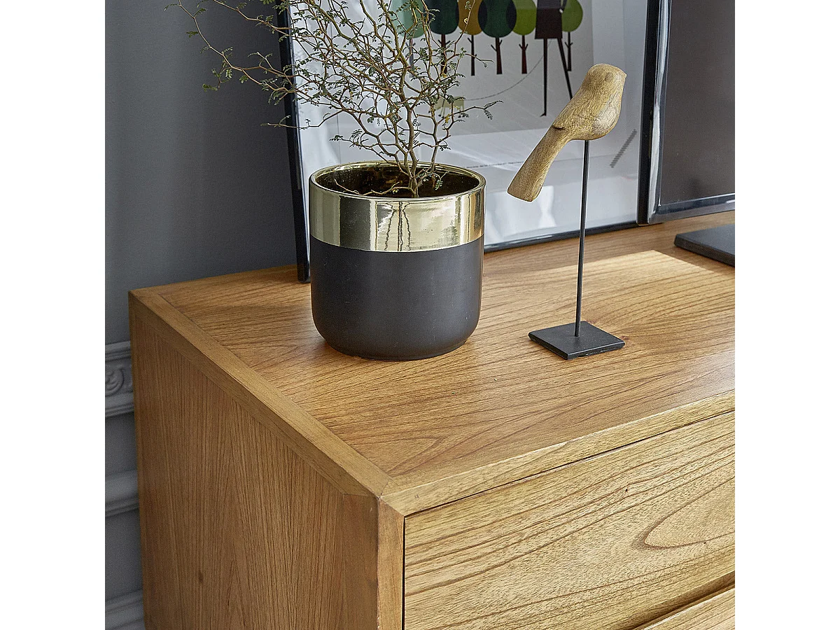 Mueble TV de madera de mindi maciza 140 cm