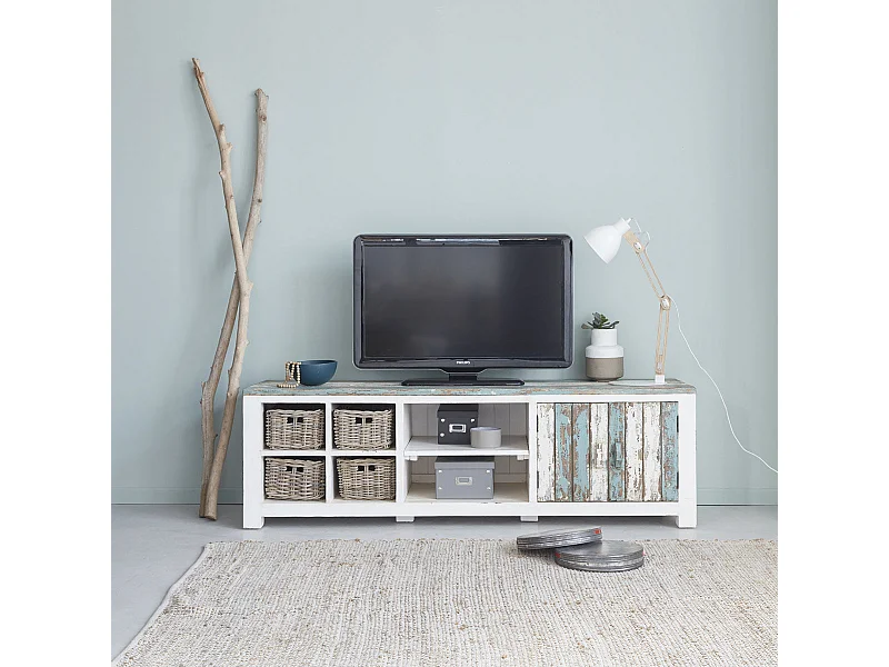 Meuble TV en bois recyclé massif 180 cm