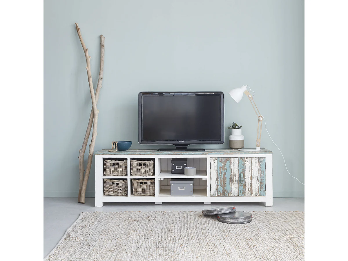 Meuble TV en bois recyclé massif 180 cm