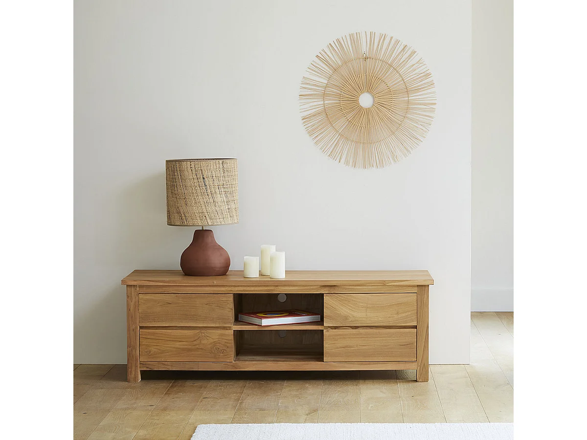 Meuble TV en teck massif 150 cm