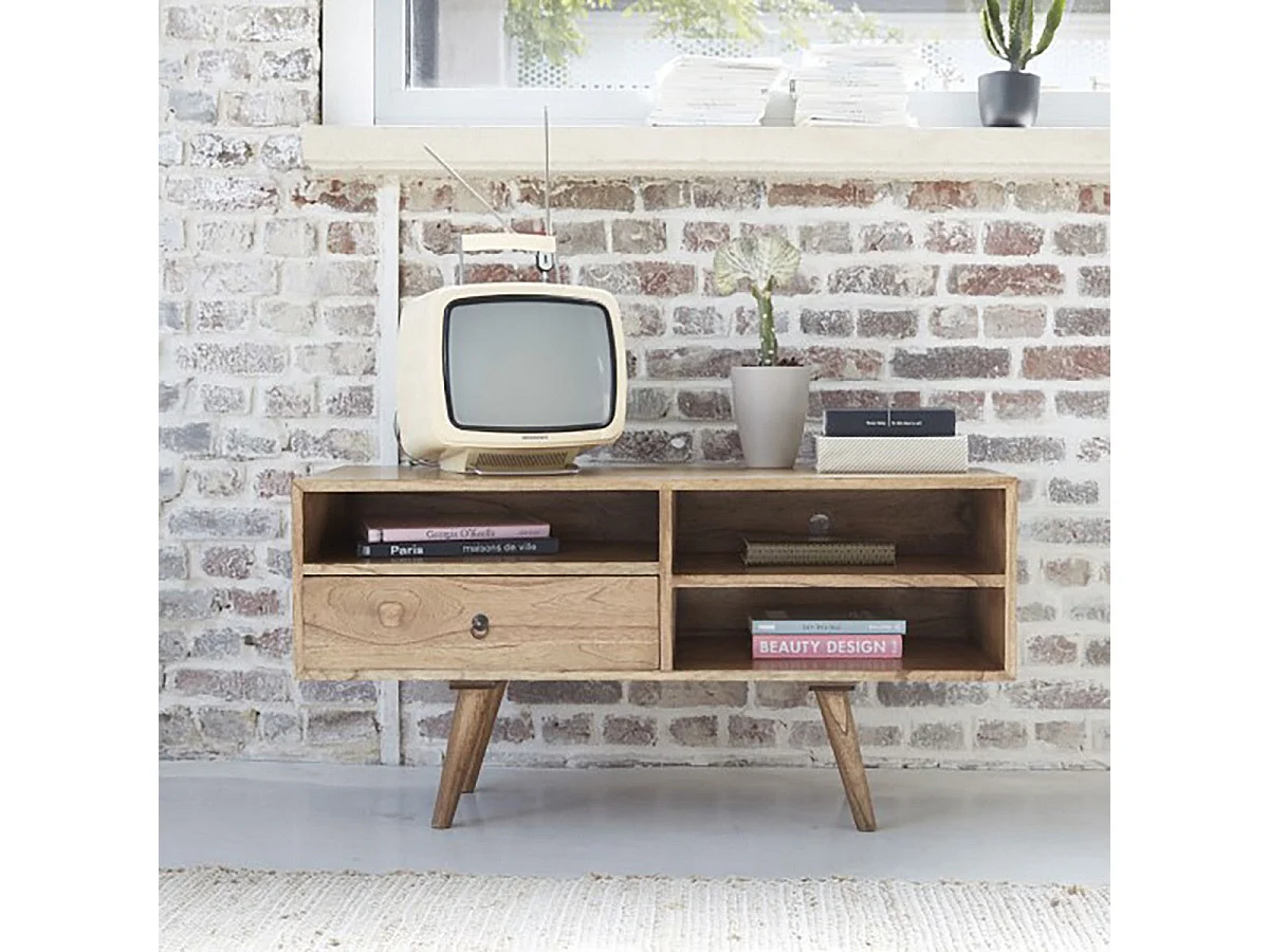 Mobile TV in legno massello di mindi 110 cm