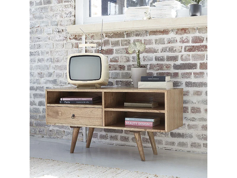 Meuble TV en mindi massif 110 cm