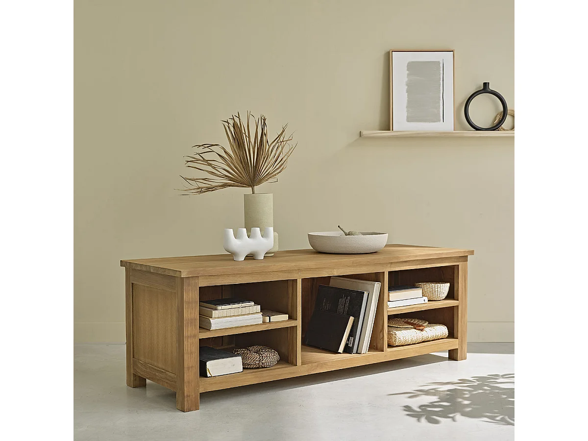 Mueble TV de madera de teca maciza 150 cm