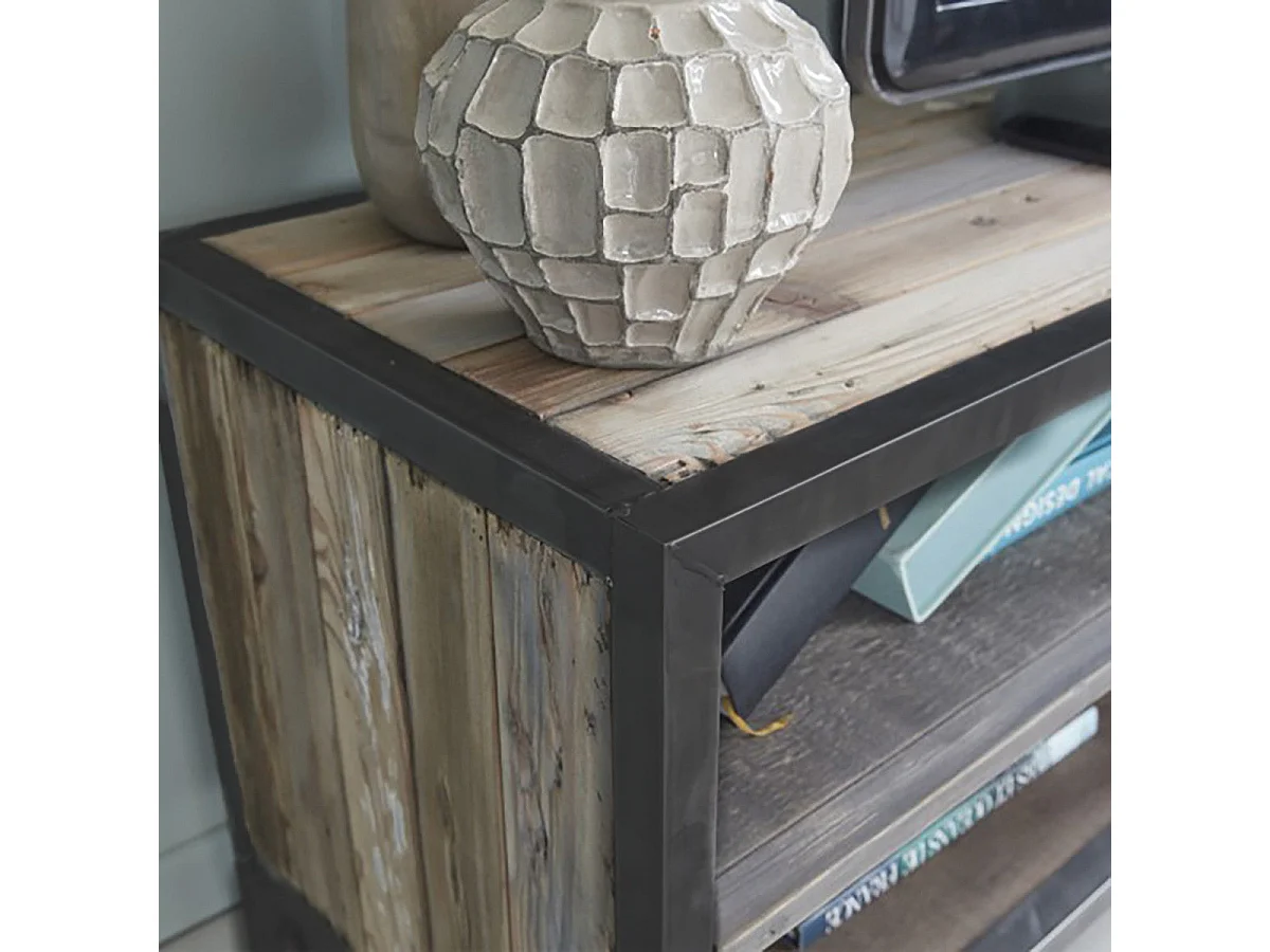 Meuble TV en bois recyclé et métal 150 cm