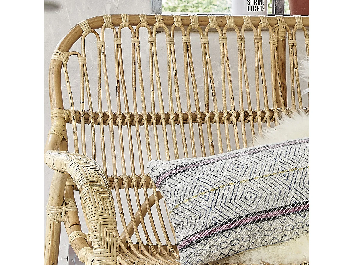 Banquette en rotin naturel vintage