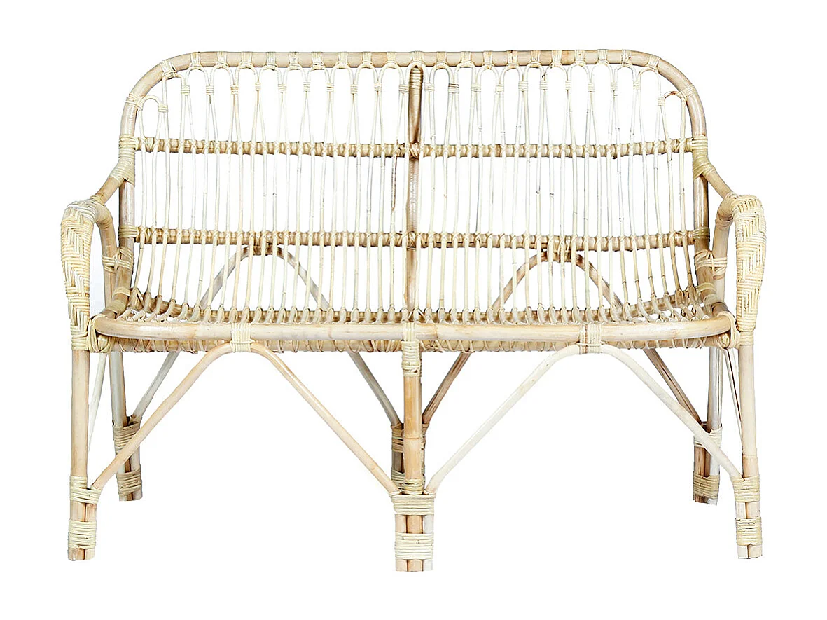 Banquette en rotin naturel vintage