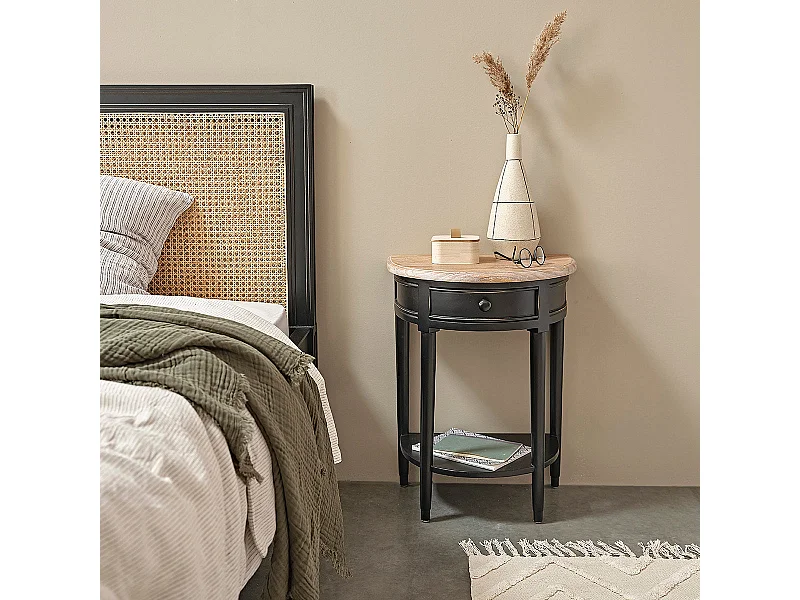 Mesita de noche de madera de caoba maciza