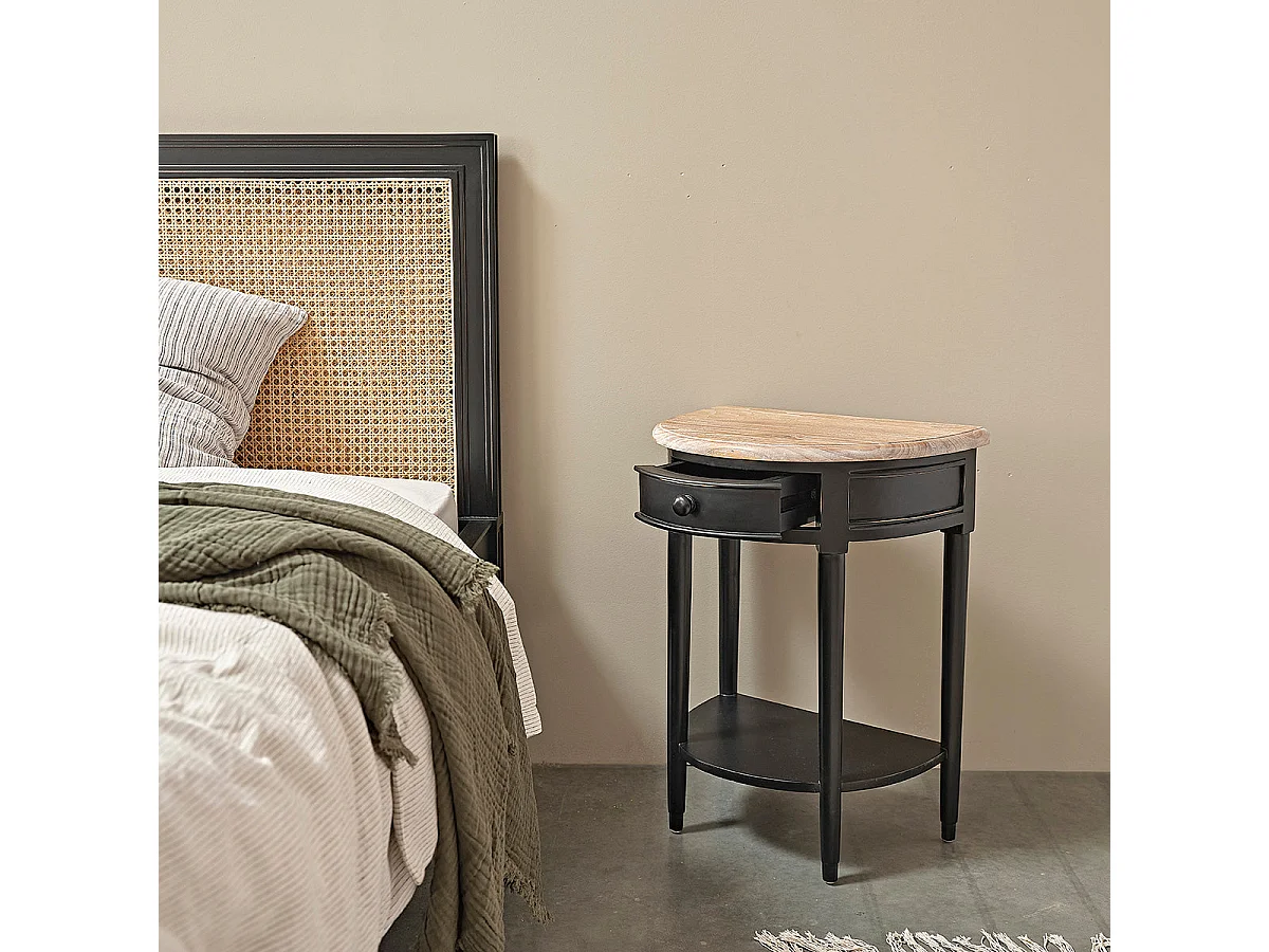 Mesita de noche de madera de caoba maciza