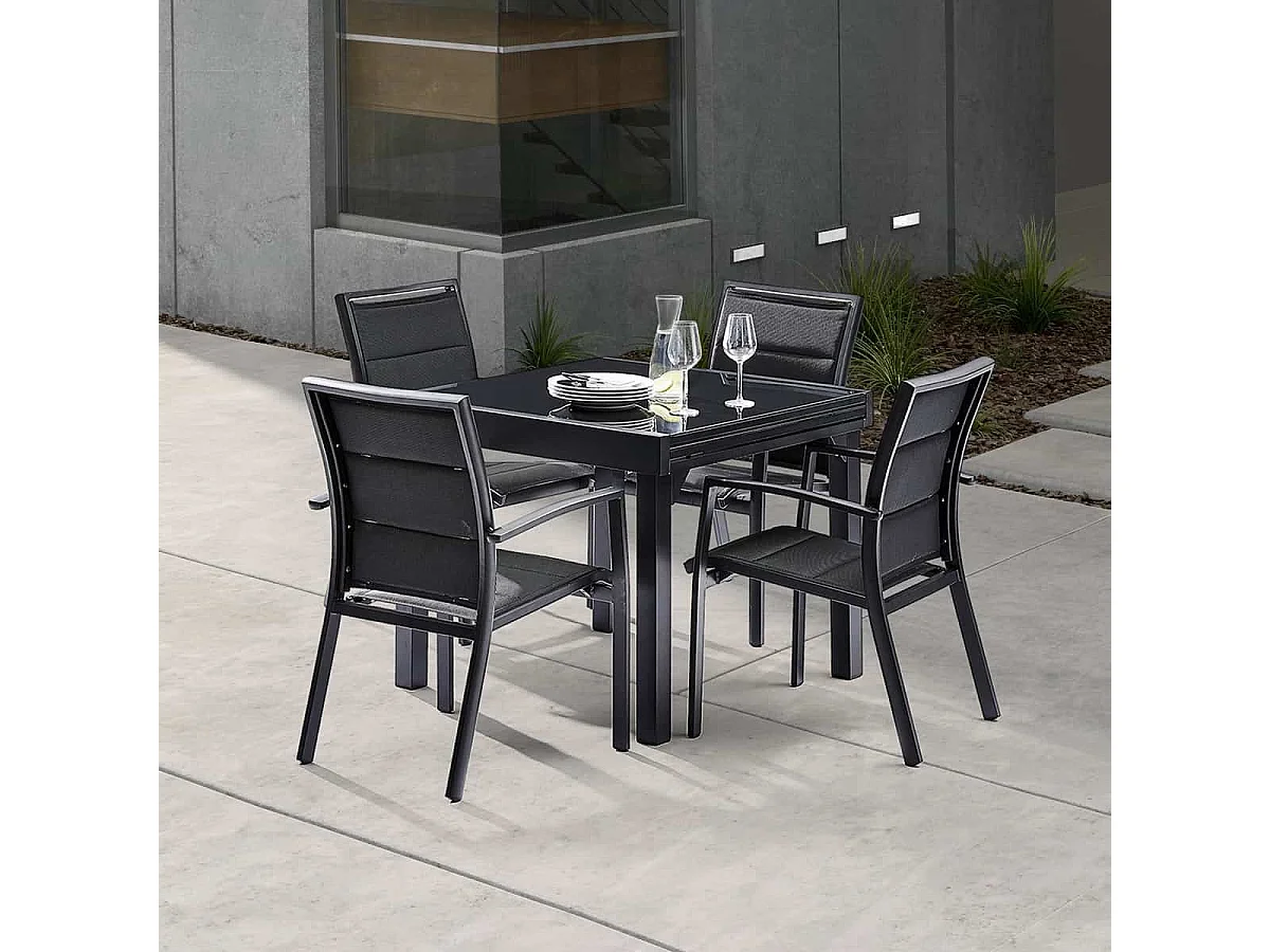 Tavolo da giardino alluminio nero 4/8 p
