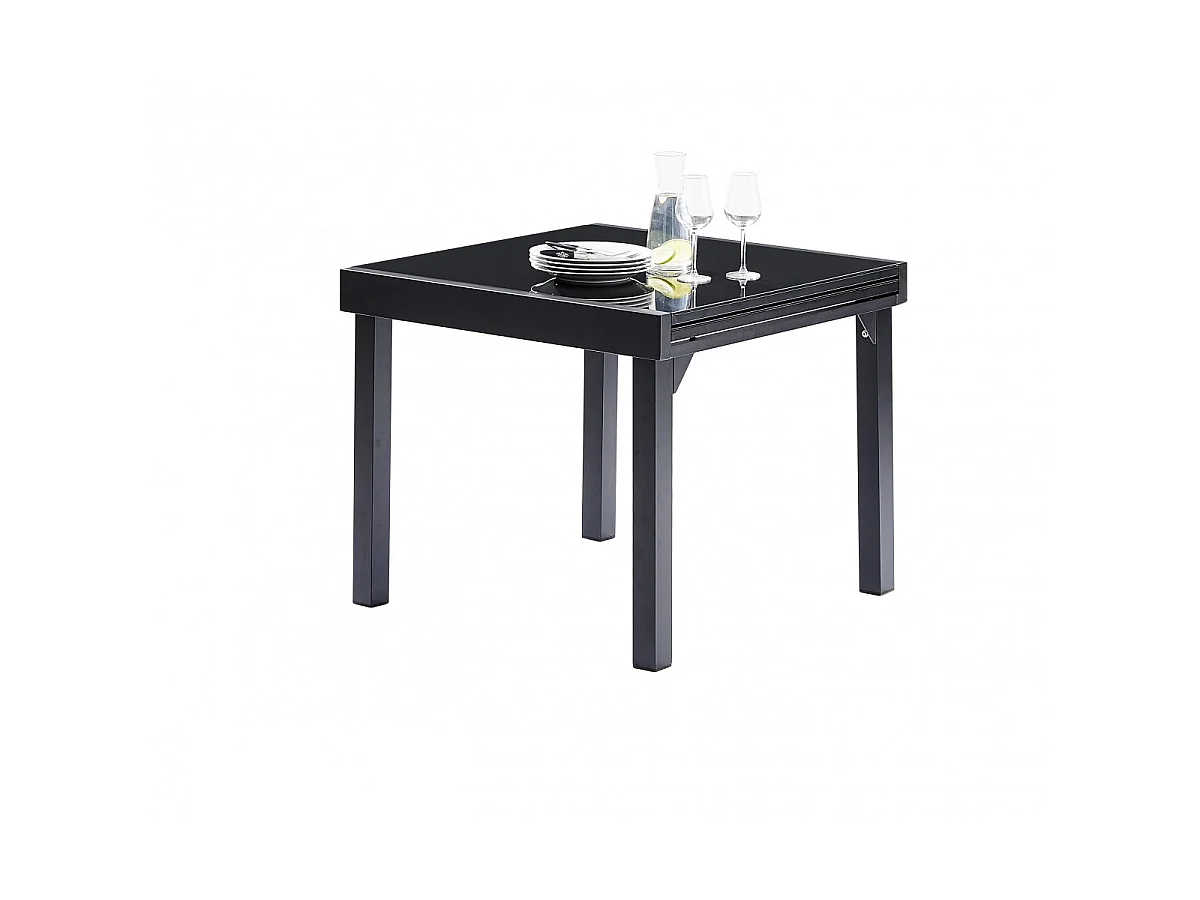 Mesa de exterior extensible de aluminio negro para 4/8 pers.