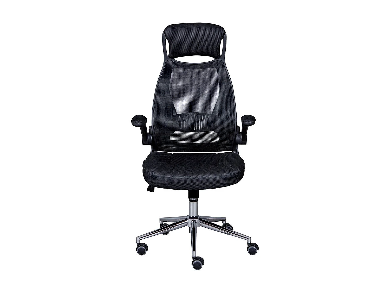 WALTUS - Fauteuil de Bureau Tissu Mesh Noir et Appui-Tête Pieds Chromés