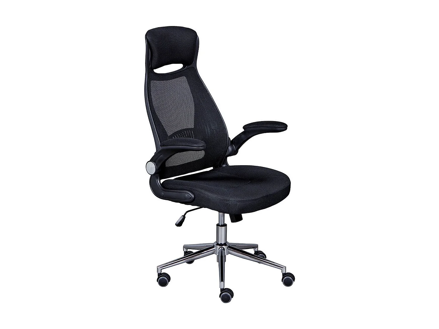 WALTUS - Fauteuil de Bureau Tissu Mesh Noir et Appui-Tête Pieds Chromés