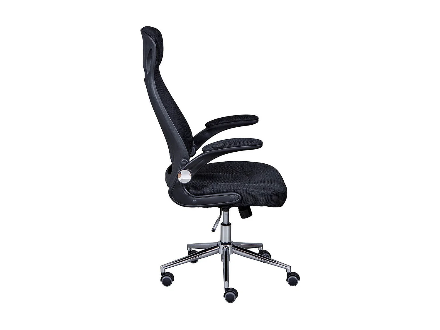 WALTUS - Fauteuil de Bureau Tissu Mesh Noir et Appui-Tête Pieds Chromés