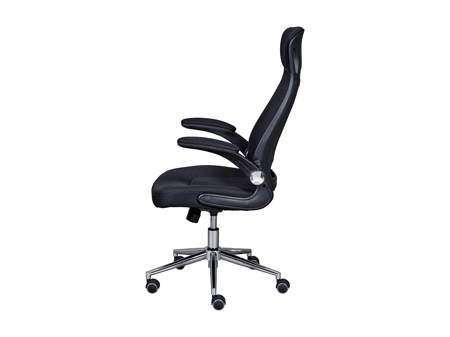 WALTUS - Fauteuil de Bureau Tissu Mesh Noir et Appui-Tête Pieds Chromés