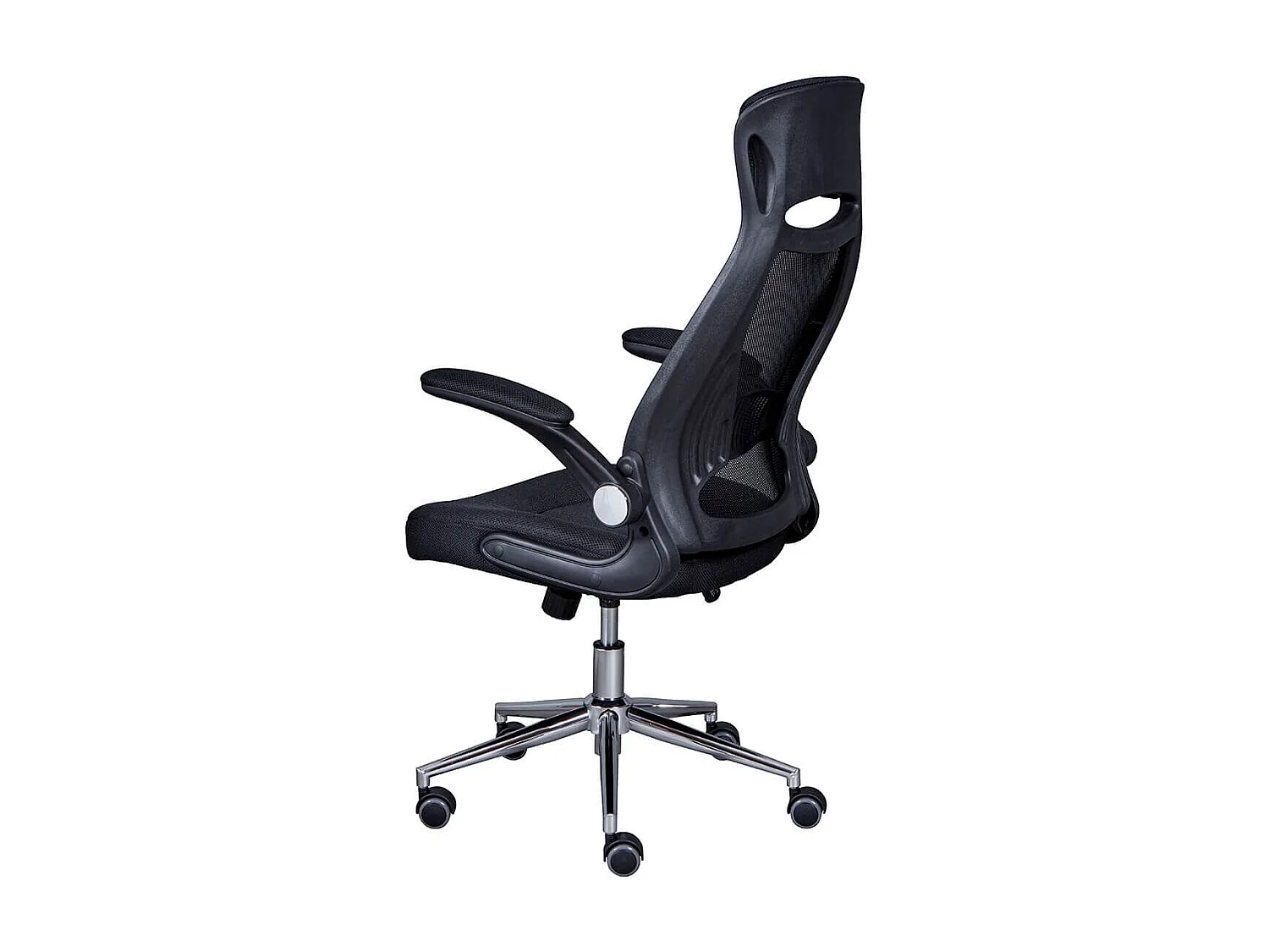 WALTUS - Fauteuil de Bureau Tissu Mesh Noir et Appui-Tête Pieds Chromés