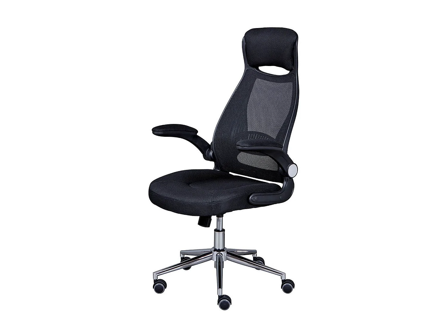 WALTUS - Fauteuil de Bureau Tissu Mesh Noir et Appui-Tête Pieds Chromés