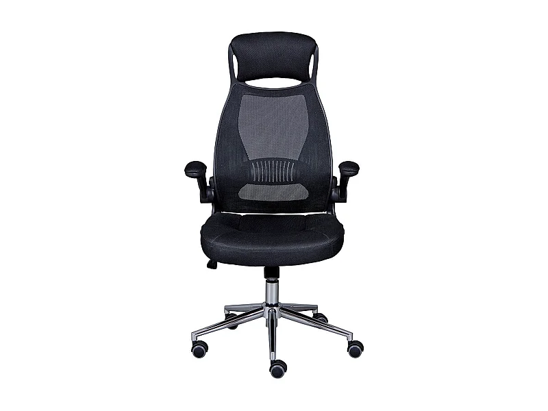 WALTUS - Fauteuil de Bureau Tissu Mesh Noir et Appui-Tête Pieds Chromés