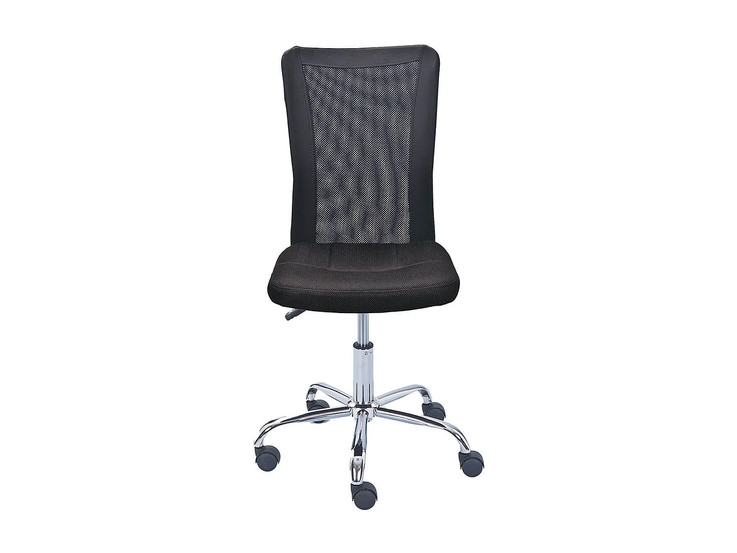 WALLAS - Fauteuil de Bureau Tissu Mesh Noir Pieds Chromés