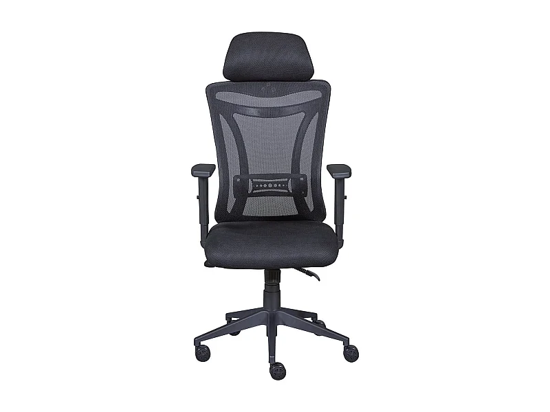 WALLY - Fauteuil de Bureau Tissu Mesh Noir et Appui-Tête