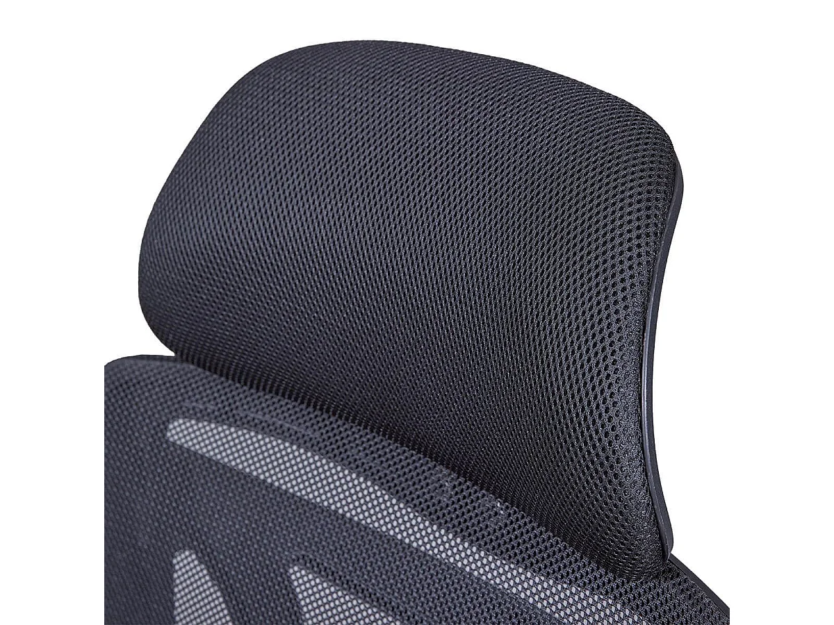 WALLY - Fauteuil de Bureau Tissu Mesh Noir et Appui-Tête