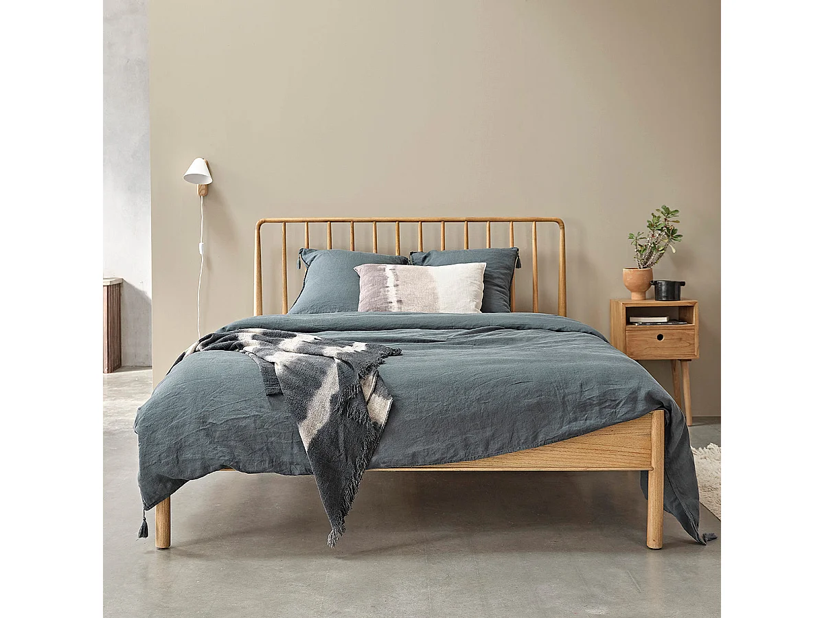 Lit en bois mindi massif 160 cm avec sommier