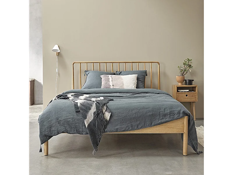 Cama de madera de mindi maciza de 160 cm