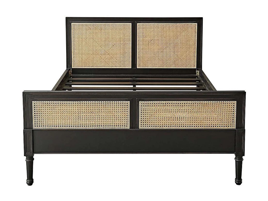 Cama de madera de mindi maciza y rejilla de 160 cm