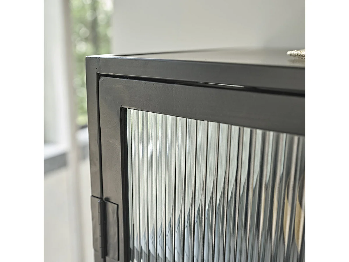 Credenza alta in metallo e vetro ondulato 70 cm