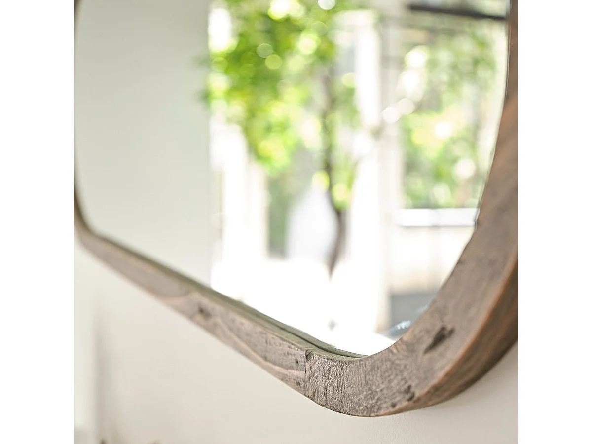 Miroir en pin recyclé massif ovale