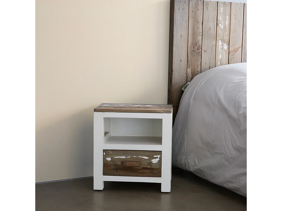 Mesita de noche de madera de pino maciza