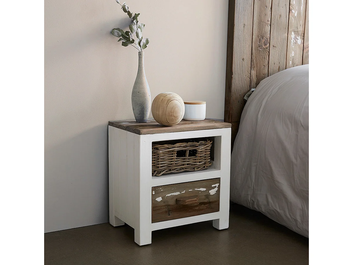 Table de chevet en bois recyclé massif