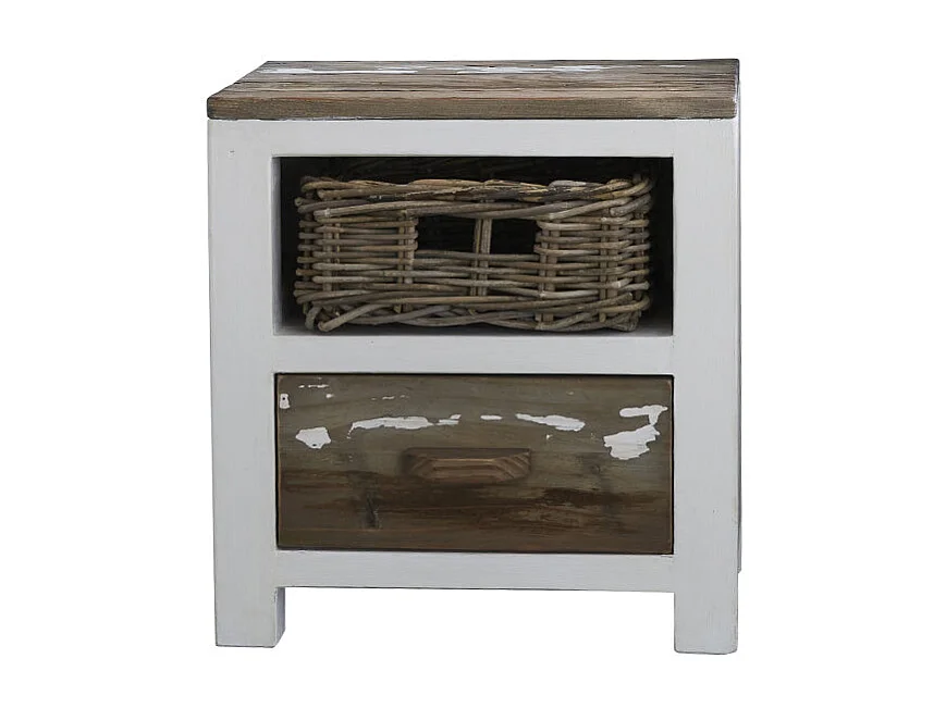 Table de chevet en bois recyclé massif