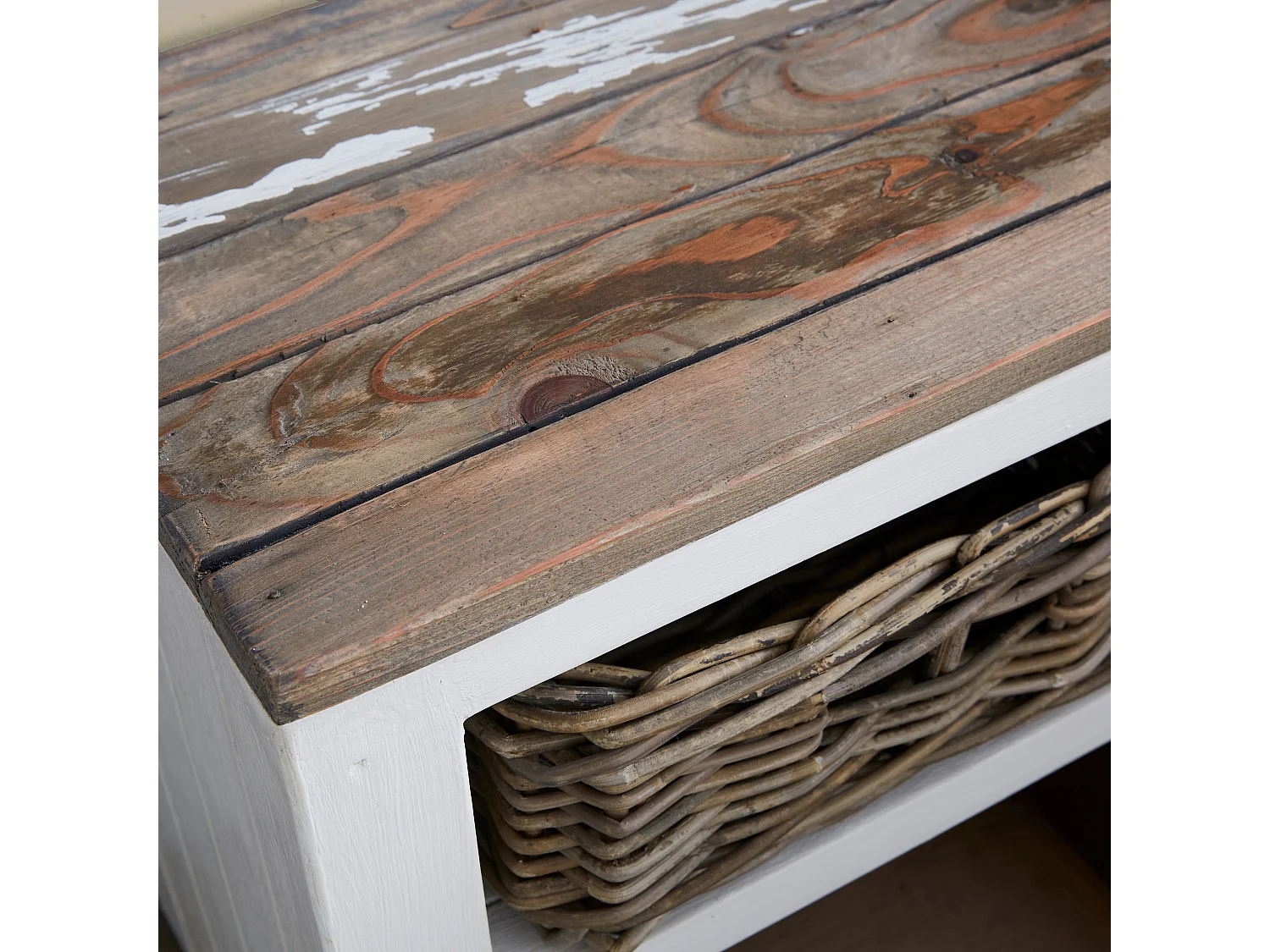 Table de chevet en bois recyclé massif